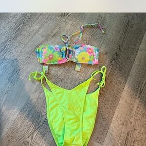 Target Floral and Neon Yellow Bikini